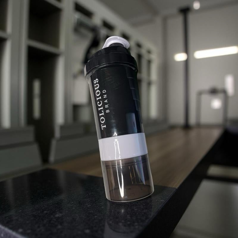 Multi-Layer Shaker Bottle. For Wellness Supplements & Powder