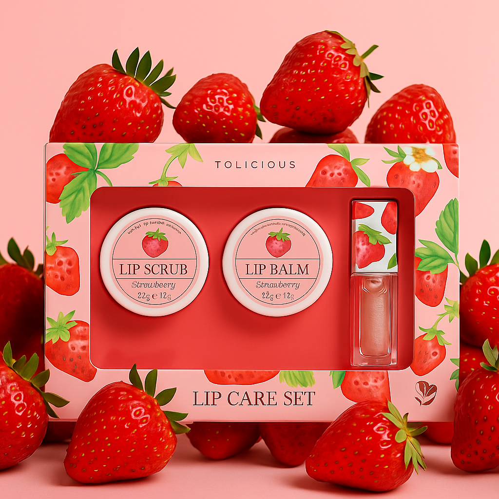3 Pieces Lip Care Set Coconut & Strawberry