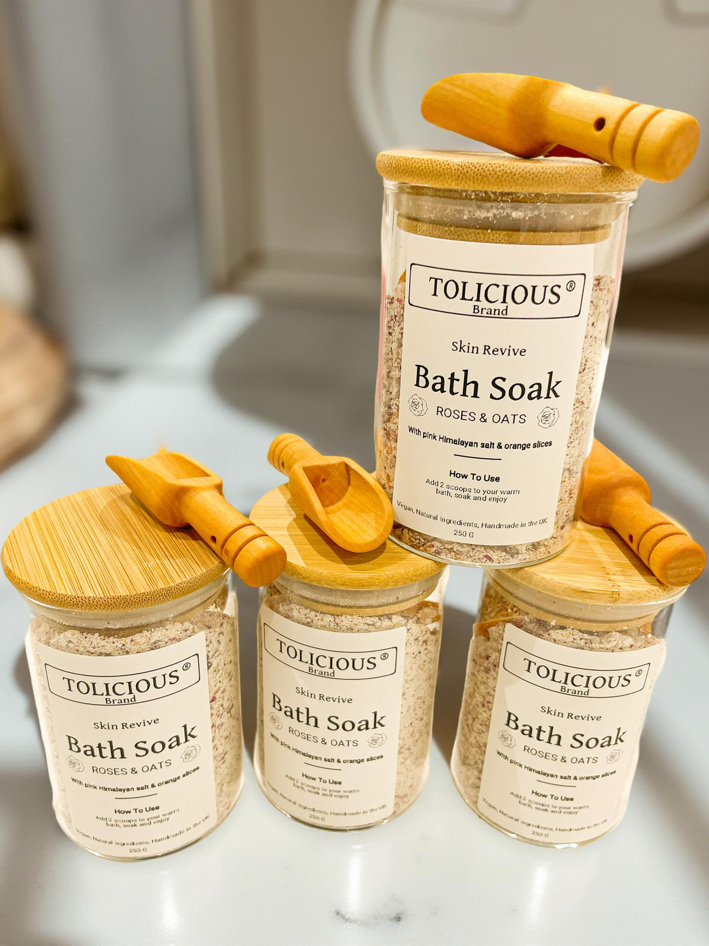 Handmade Bath Soak Infused With Oats and Dry Orange Slice. Rose Petals or Chamomile.