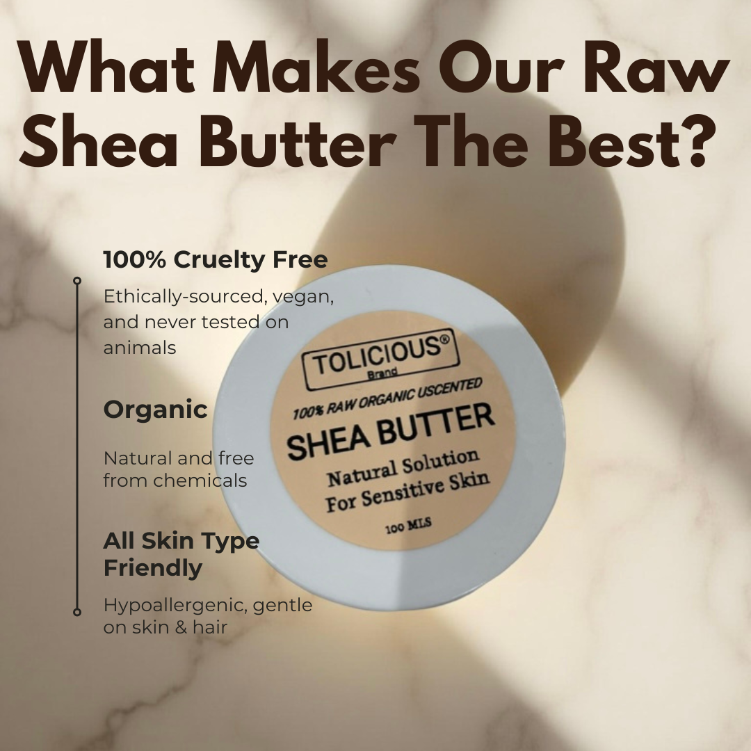 Organic raw unscented white shea butter. 100% organic natural moisturizer for sensitive skin and hair.