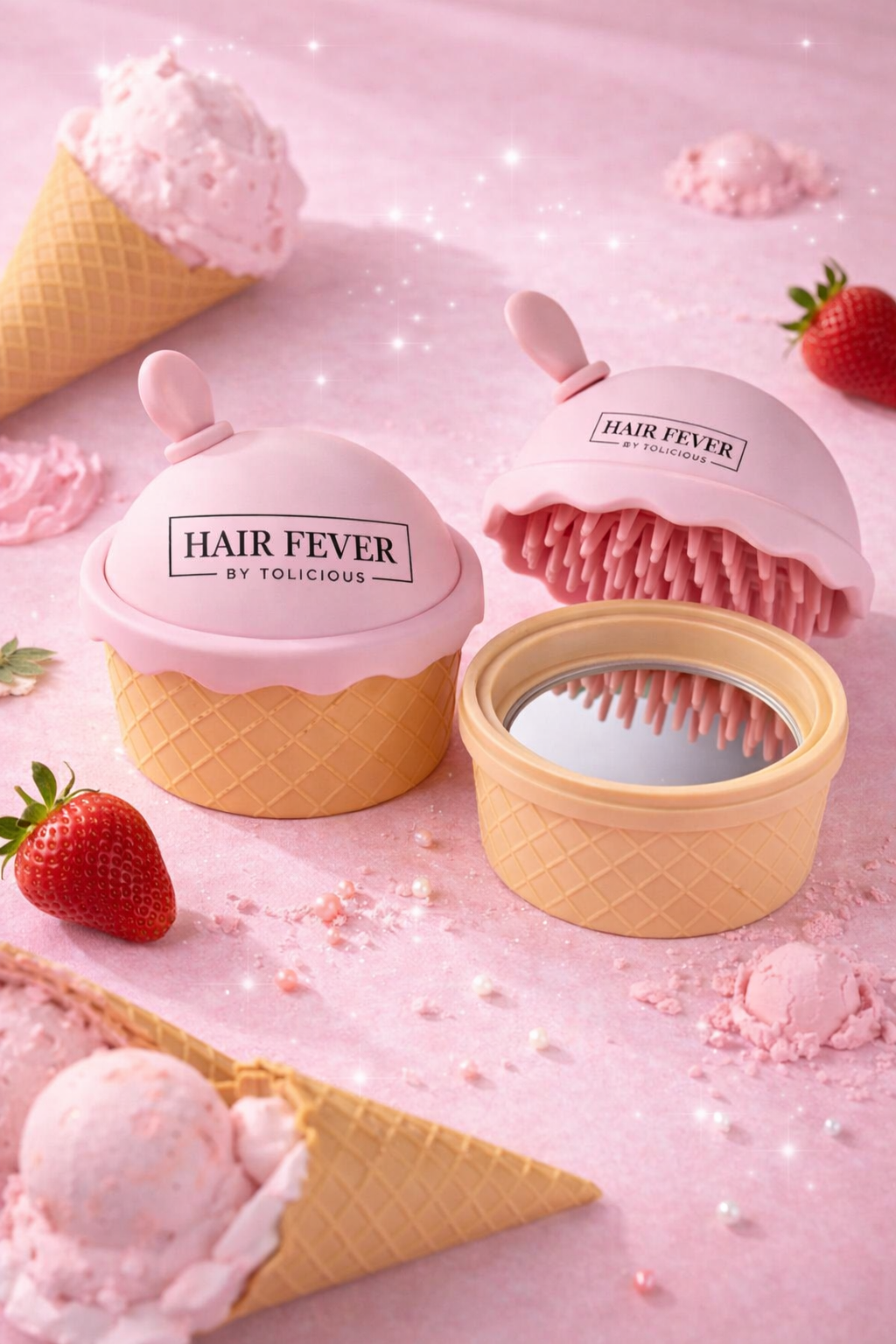 Hair Fever Scalp Massager Brush With Mirror & Oil Dispenser