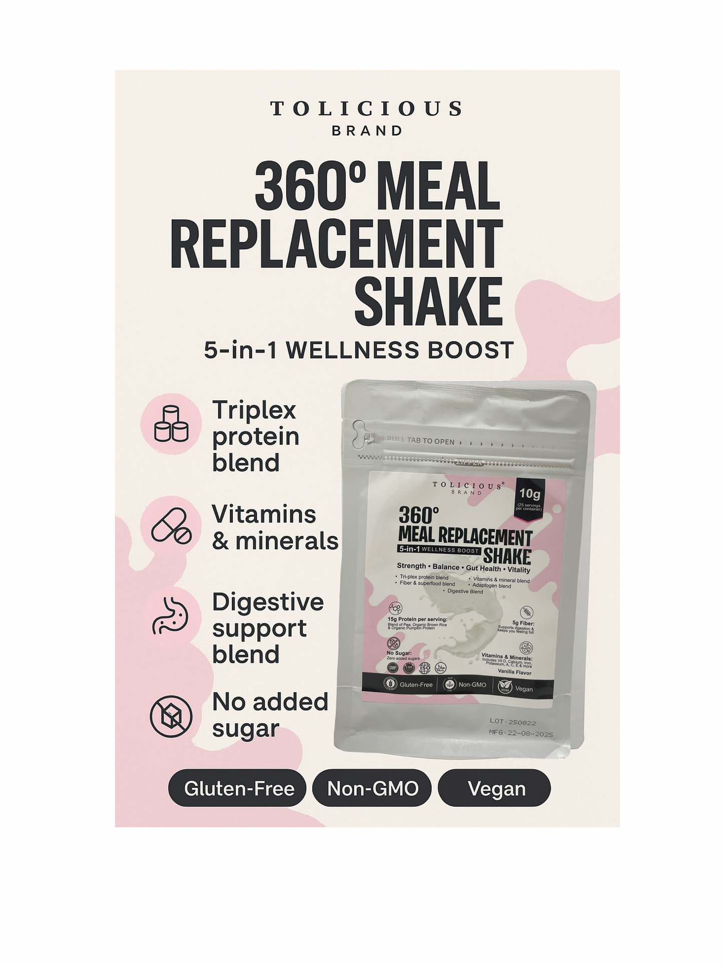360° Meal Replacement Shake. 5-in-1 Natural Wellness Blend
