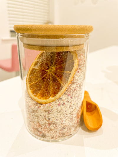 Handmade Bath Soak Infused With Oats and Dry Orange Slice. Rose Petals or Chamomile.