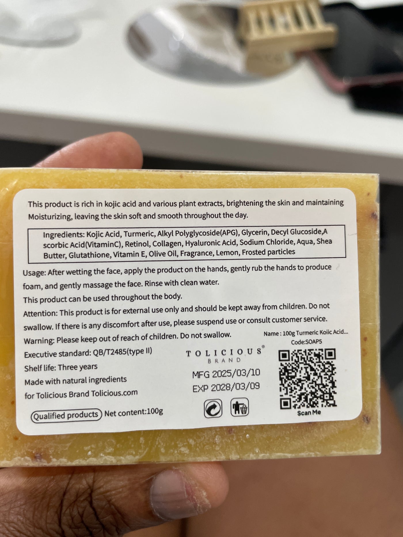 Turmeric & Kojic Acid Soap – Brightening Face & Body Bar with Vitamin C, Collagen & Shea Butter