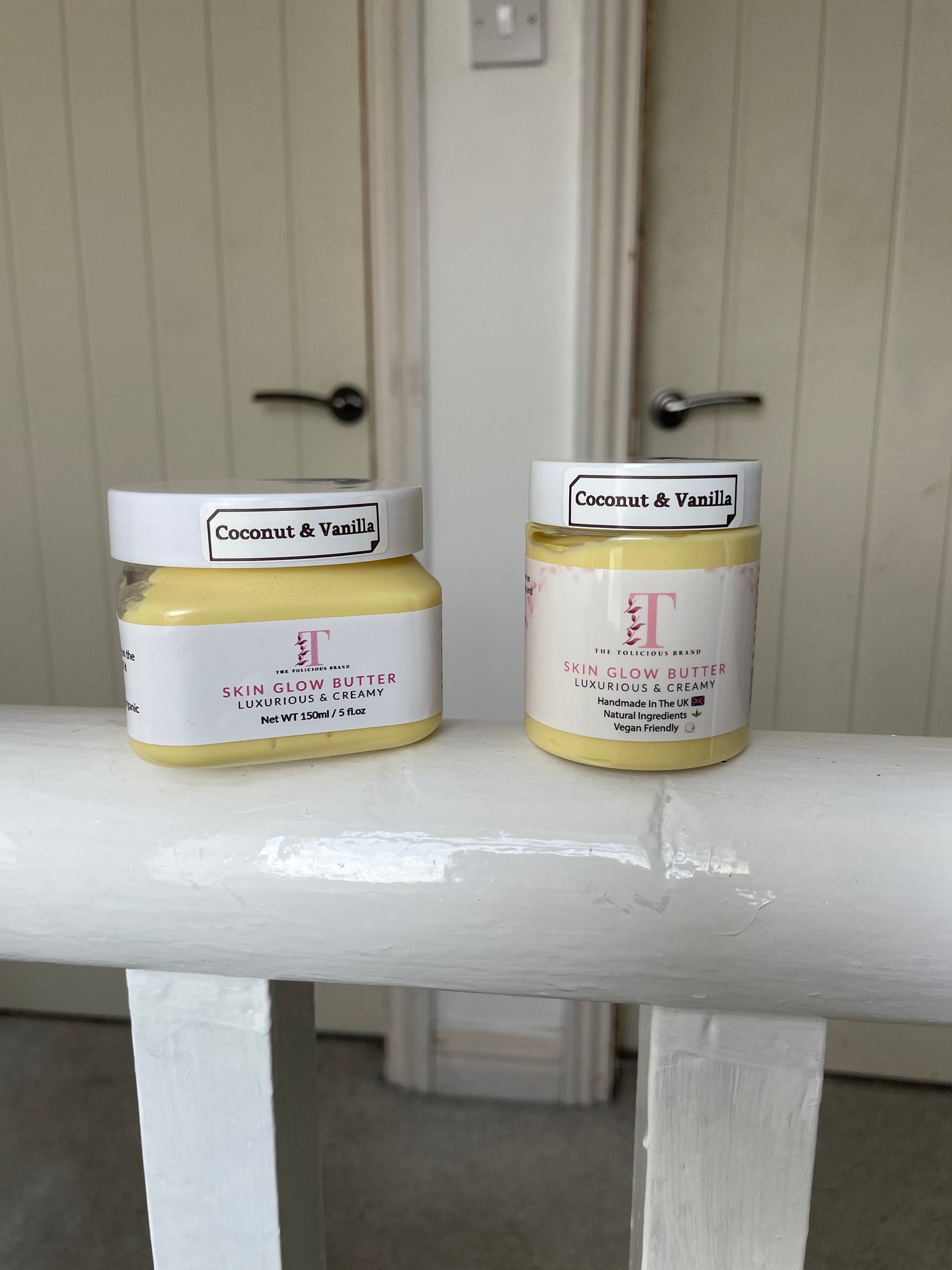 Coconut and Vanilla Skin Glow Butter.  Freshly handmade in the UK