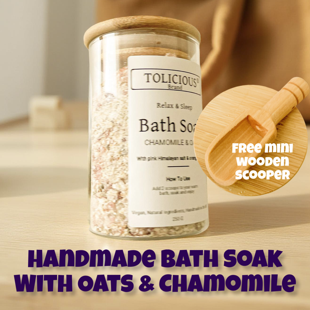 Handmade Bath Soak Infused With Oats and Dry Orange Slice. Rose Petals or Chamomile.