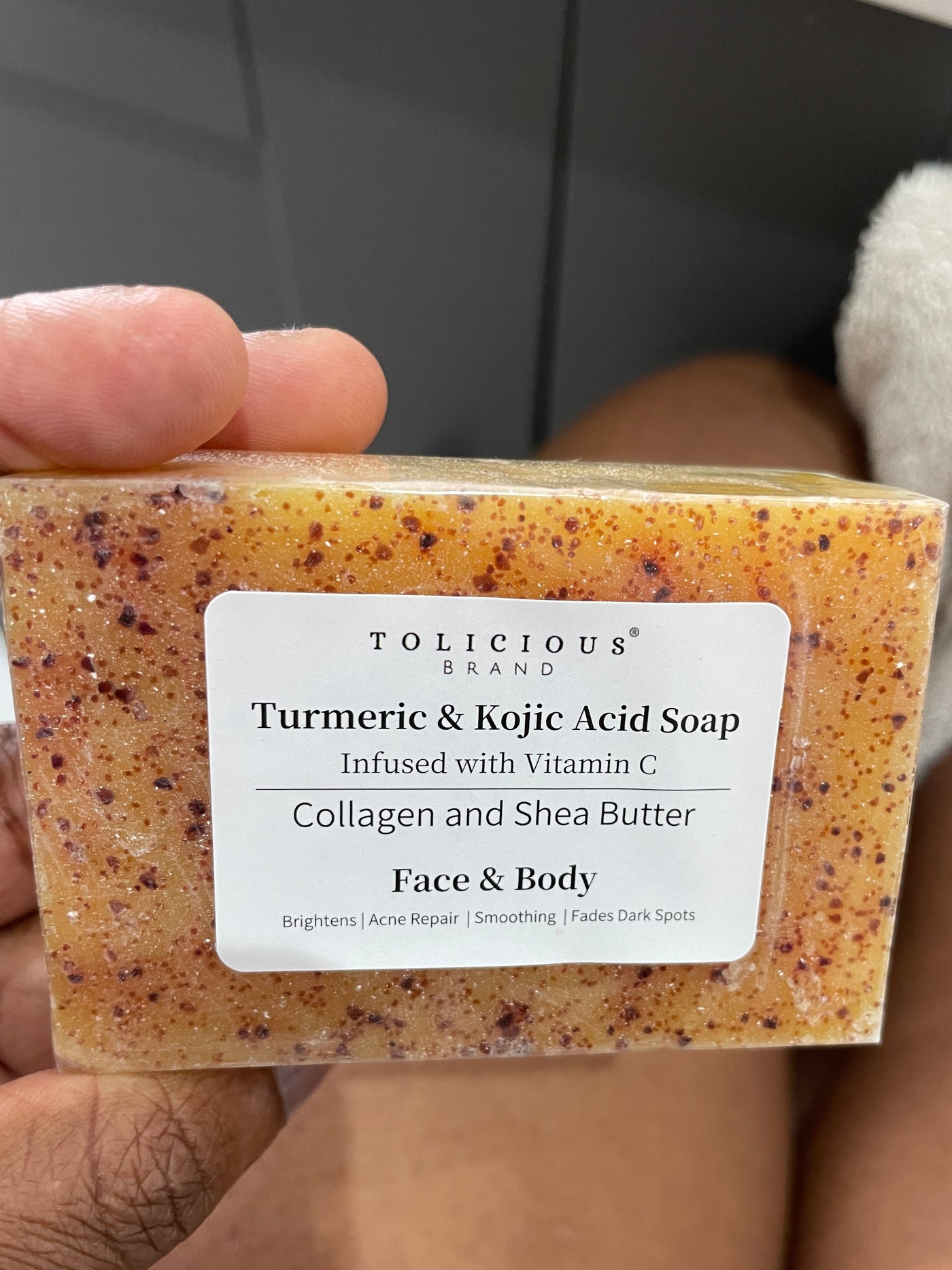 Turmeric & Kojic Acid Soap – Brightening Face & Body Bar with Vitamin C, Collagen & Shea Butter