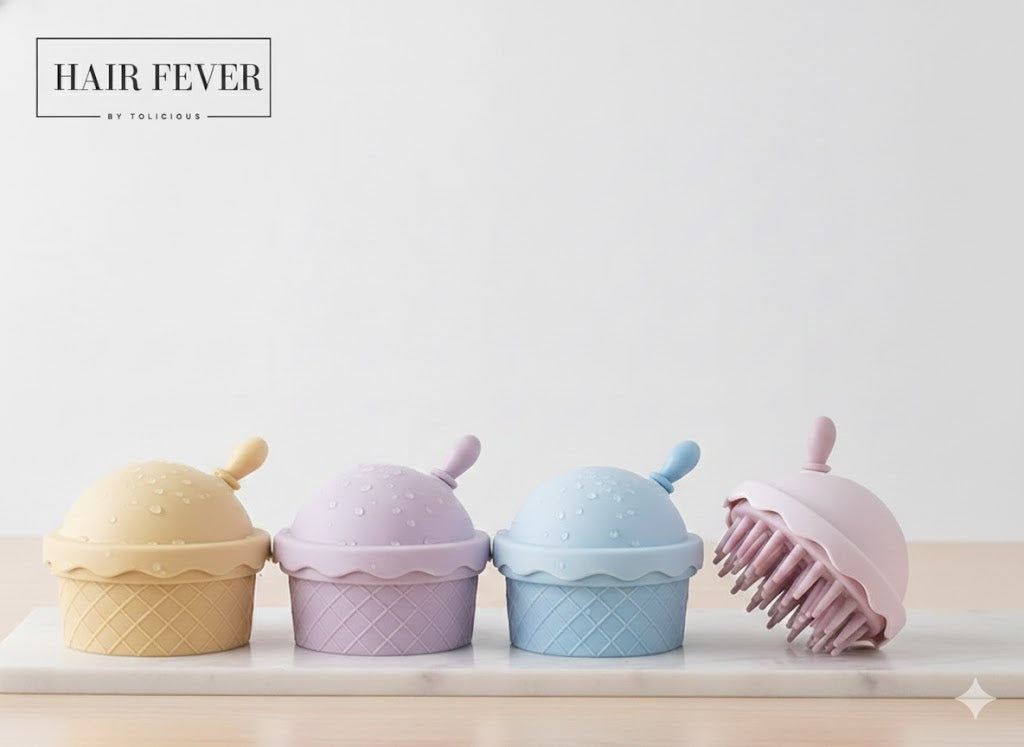 Hair Fever Scalp Massager Brush With Mirror & Oil Dispenser