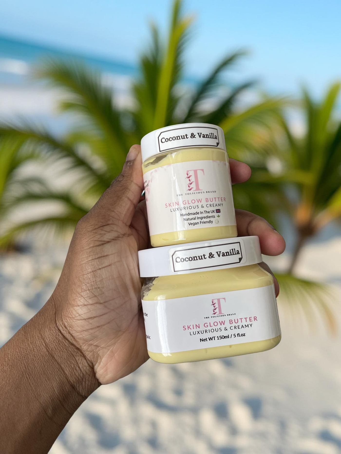 Coconut and Vanilla Skin Glow Butter.  Freshly handmade in the UK
