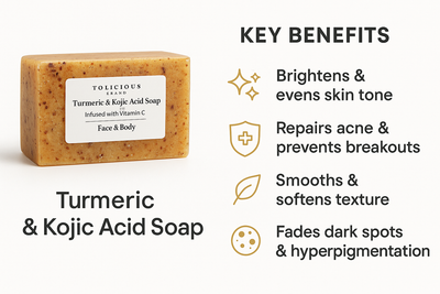 Turmeric & Kojic Acid Soap – Brightening Face & Body Bar with Vitamin C, Collagen & Shea Butter