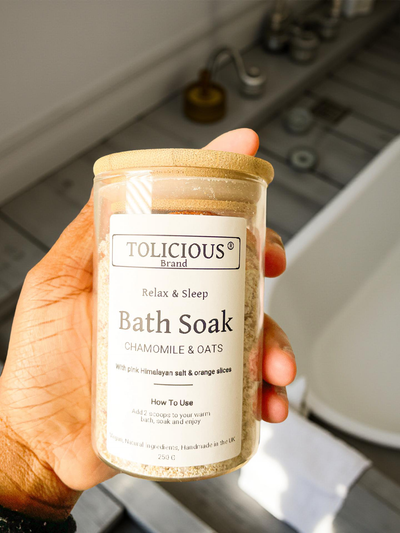Handmade Bath Soak Infused With Oats and Dry Orange Slice. Rose Petals or Chamomile.