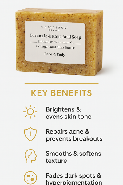 Turmeric & Kojic Acid Soap – Brightening Face & Body Bar with Vitamin C, Collagen & Shea Butter