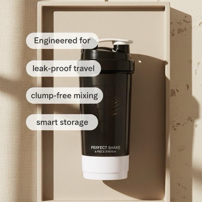 Multi-Layer Shaker Bottle. For Wellness Supplements & Powder