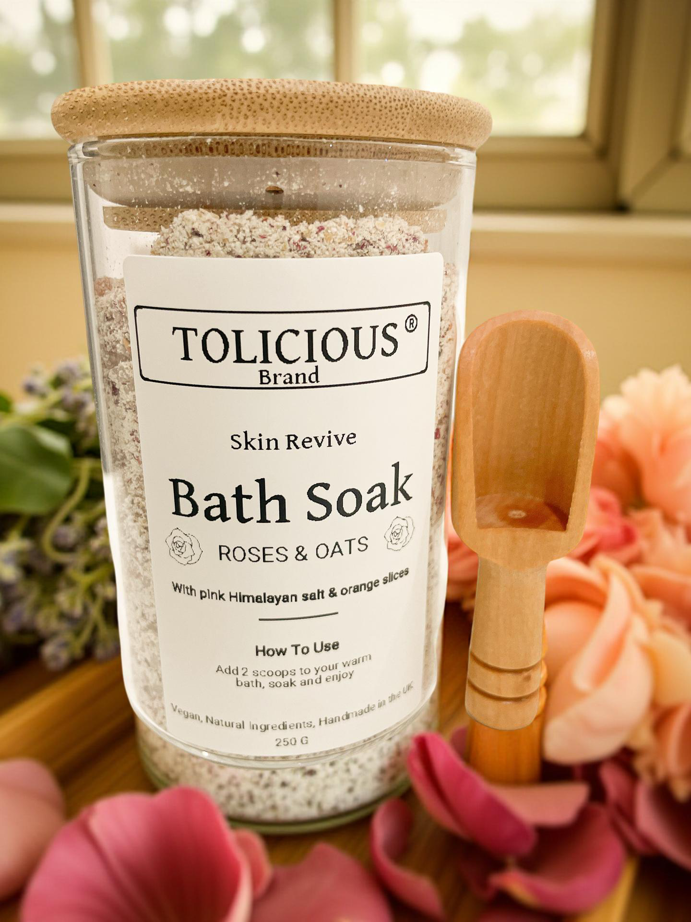 Handmade Bath Soak Infused With Oats and Dry Orange Slice. Rose Petals or Chamomile.