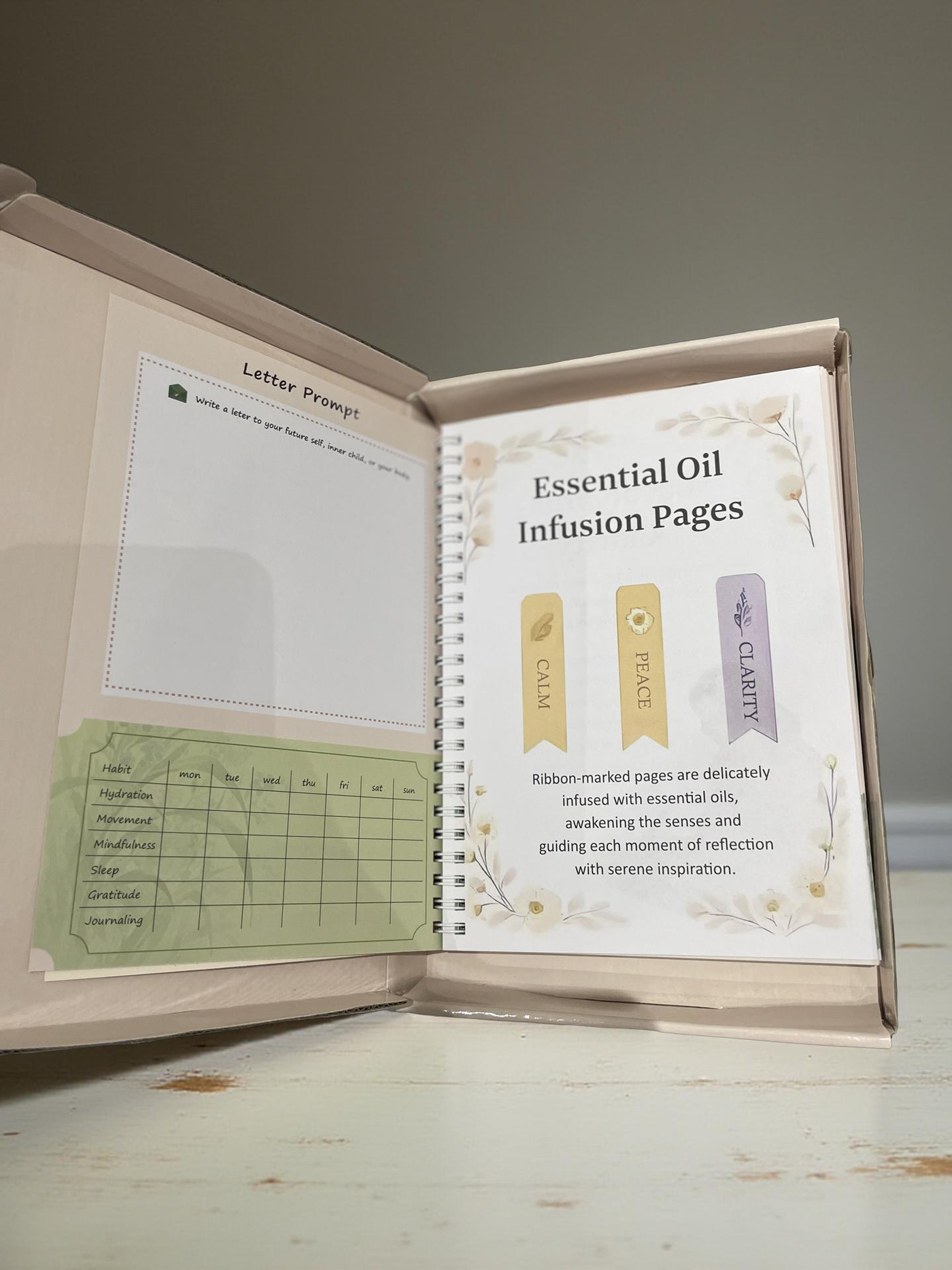 Essential Oil Infused Journal. 52 Weeks of Reflection & Self-Care 🌿🌸 + Floral Peel Sticker