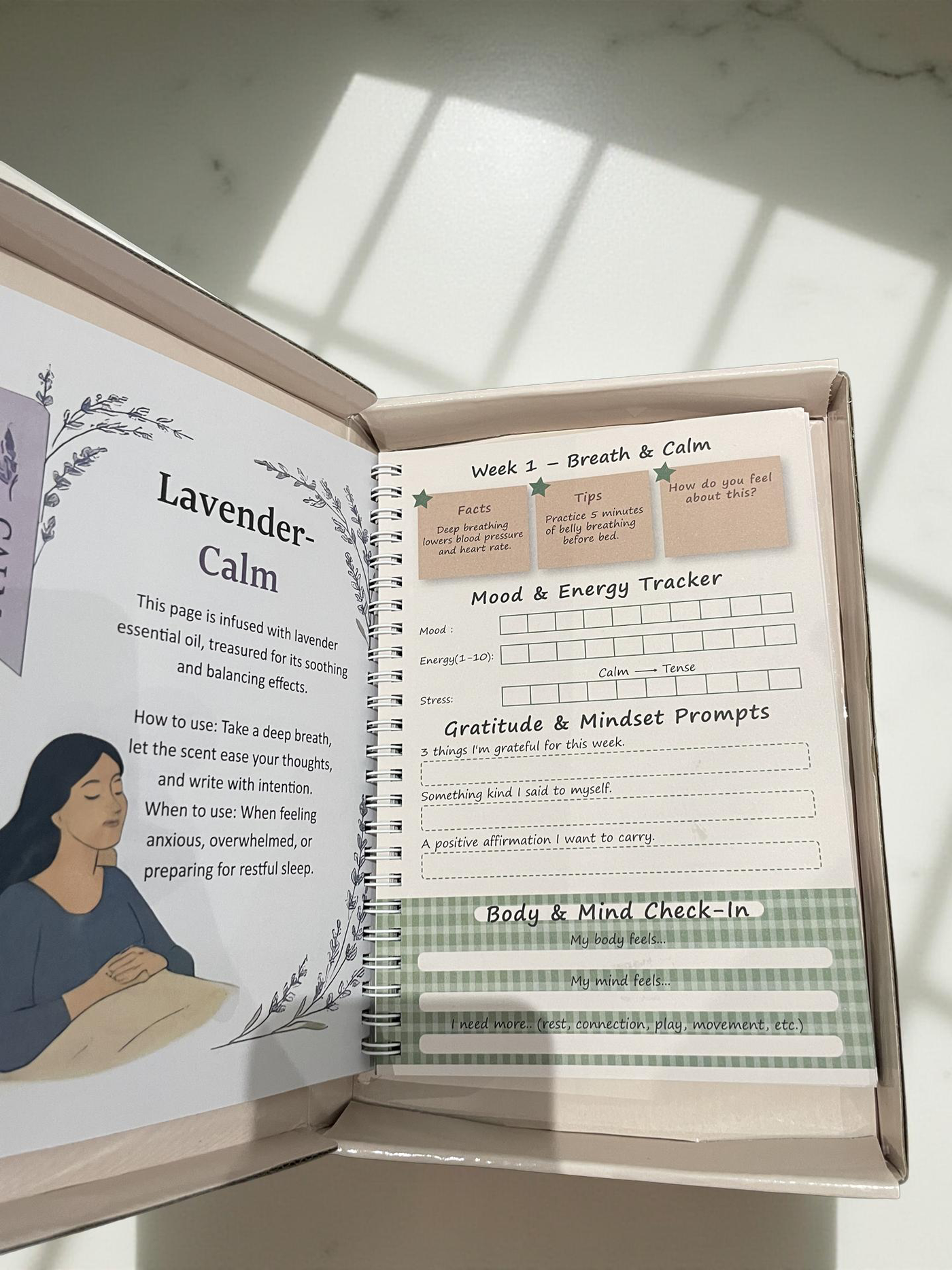 Essential Oil Infused Journal. 52 Weeks of Reflection & Self-Care 🌿🌸 + Floral Peel Sticker