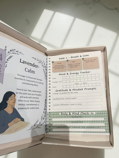 Essential Oil Infused Journal. 52 Weeks of Reflection & Self-Care 🌿🌸 + Floral Peel Sticker