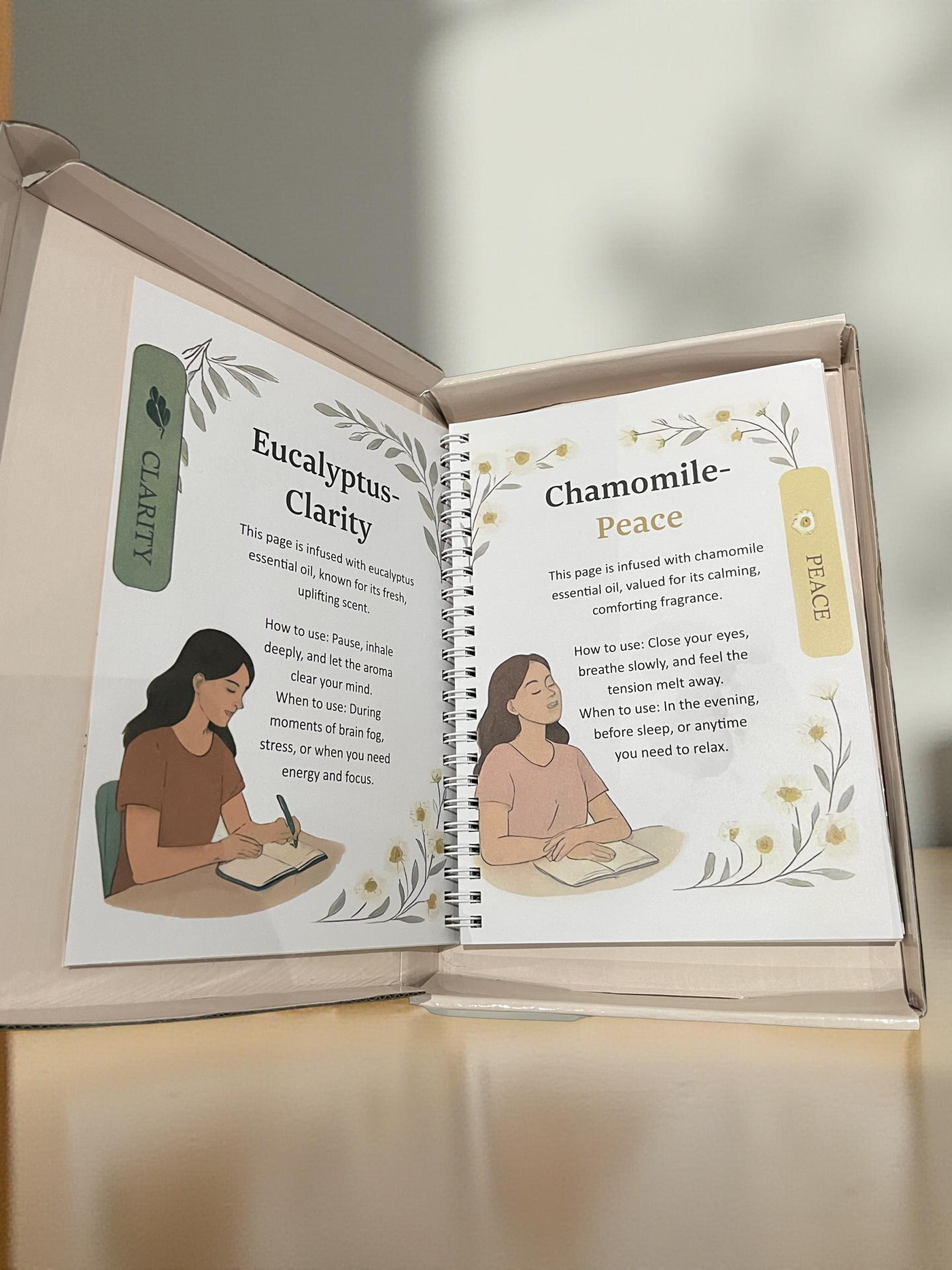 Essential Oil Infused Journal. 52 Weeks of Reflection & Self-Care 🌿🌸 + Floral Peel Sticker