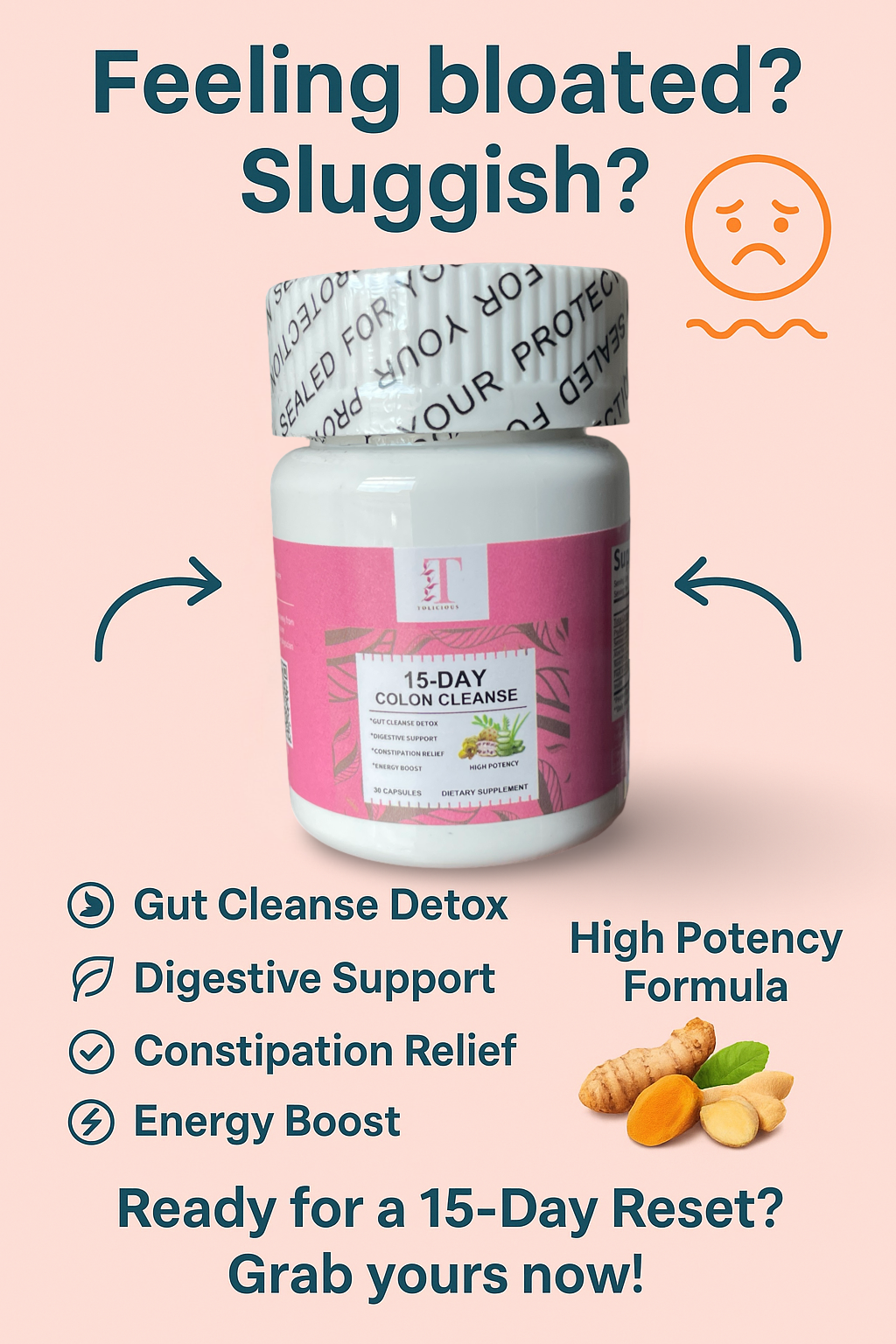 15-Day Colon Cleanse Tolicious capsules – Detox Naturally, Feel Lighter & Energized.