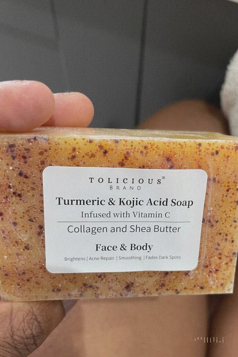 Turmeric & Kojic Acid Soap – Brightening Face & Body Bar with Vitamin C, Collagen & Shea Butter