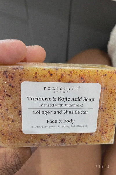Turmeric & Kojic Acid Soap – Brightening Face & Body Bar with Vitamin C, Collagen & Shea Butter